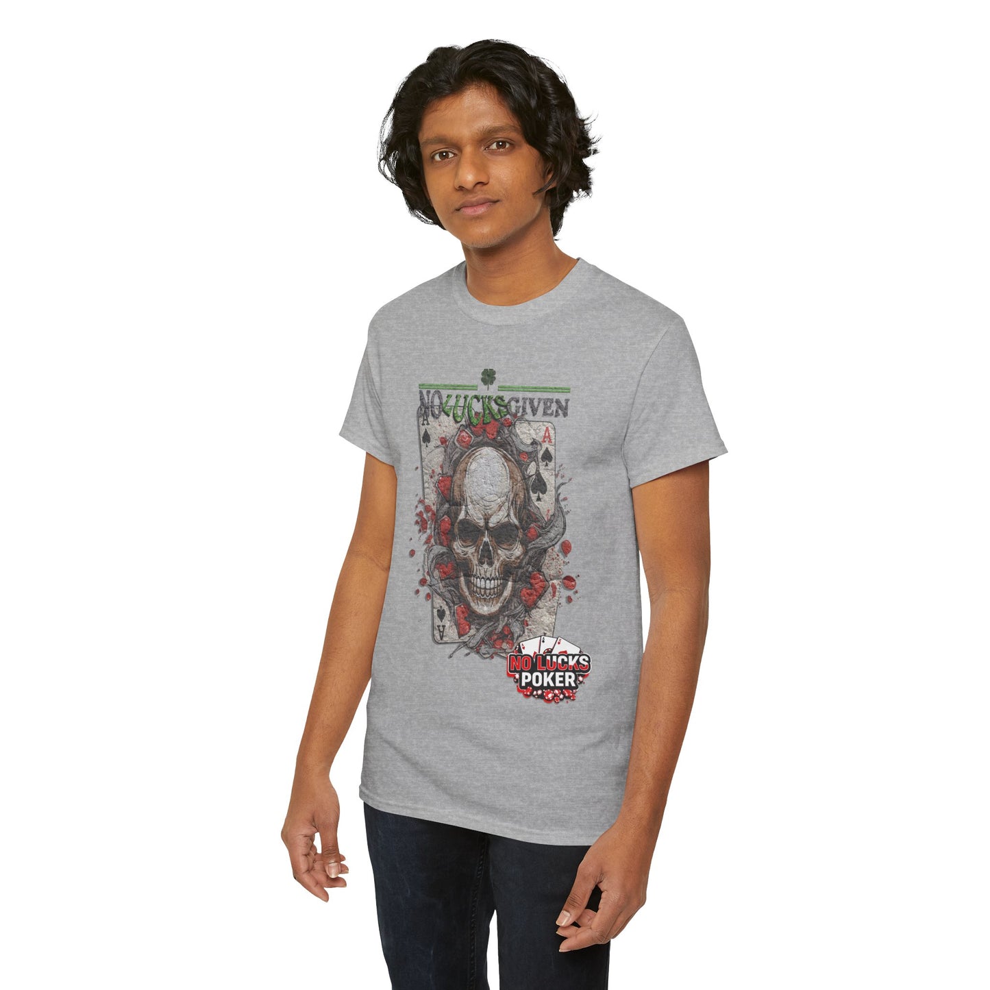No Lucks Given Skull Breaking thru Ace of Spades T-Shirt Must have Good Luck All-in