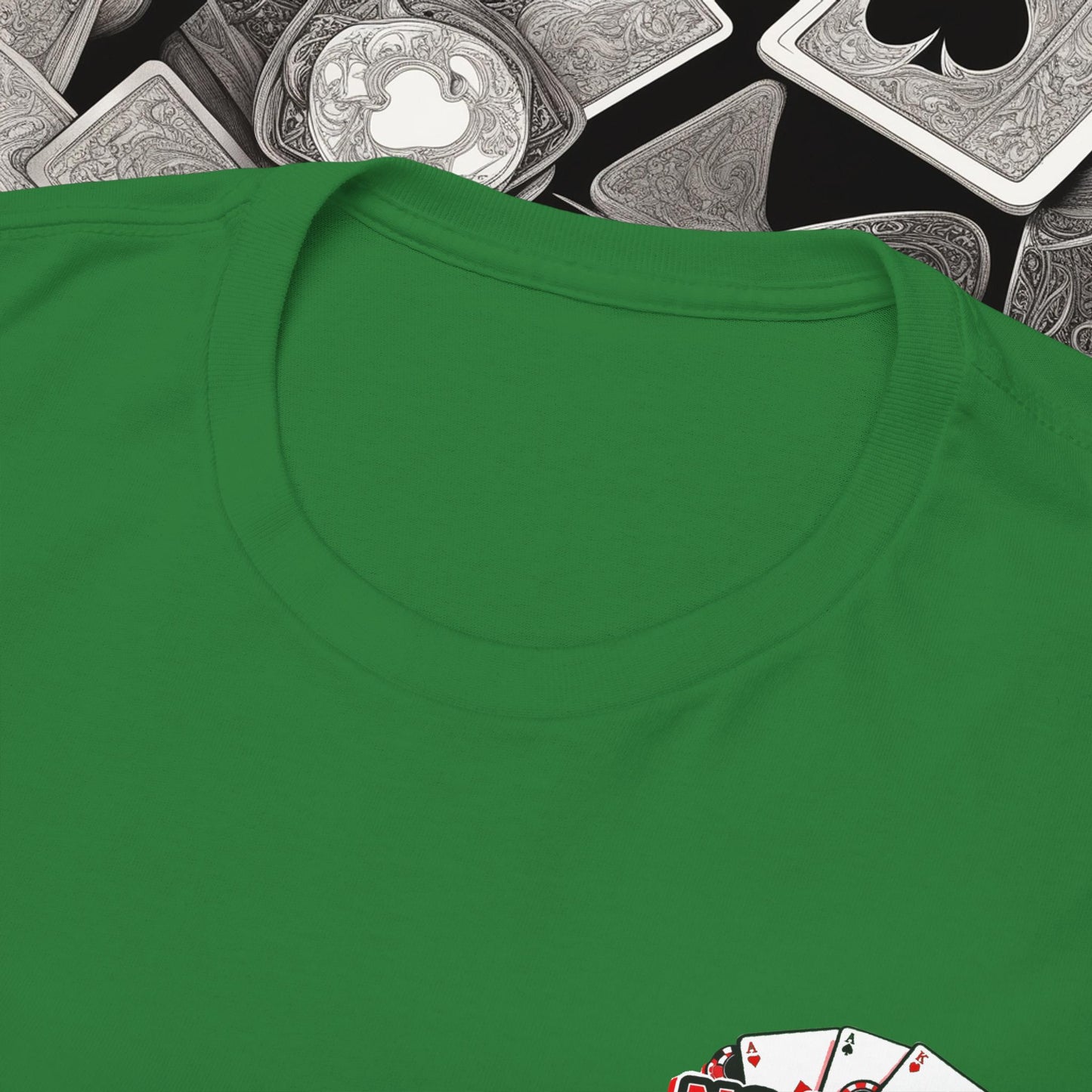 Poker Player with Skull at Poker Table 0 Lucks Given Unisex heavy cotton tee Poker Apparel