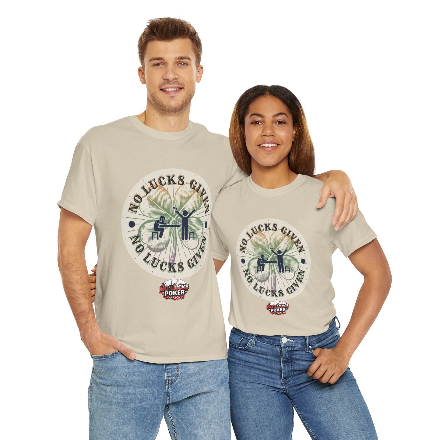 No Lucks Given – Large Clover Poker T-Shirt | Skill Over Luck