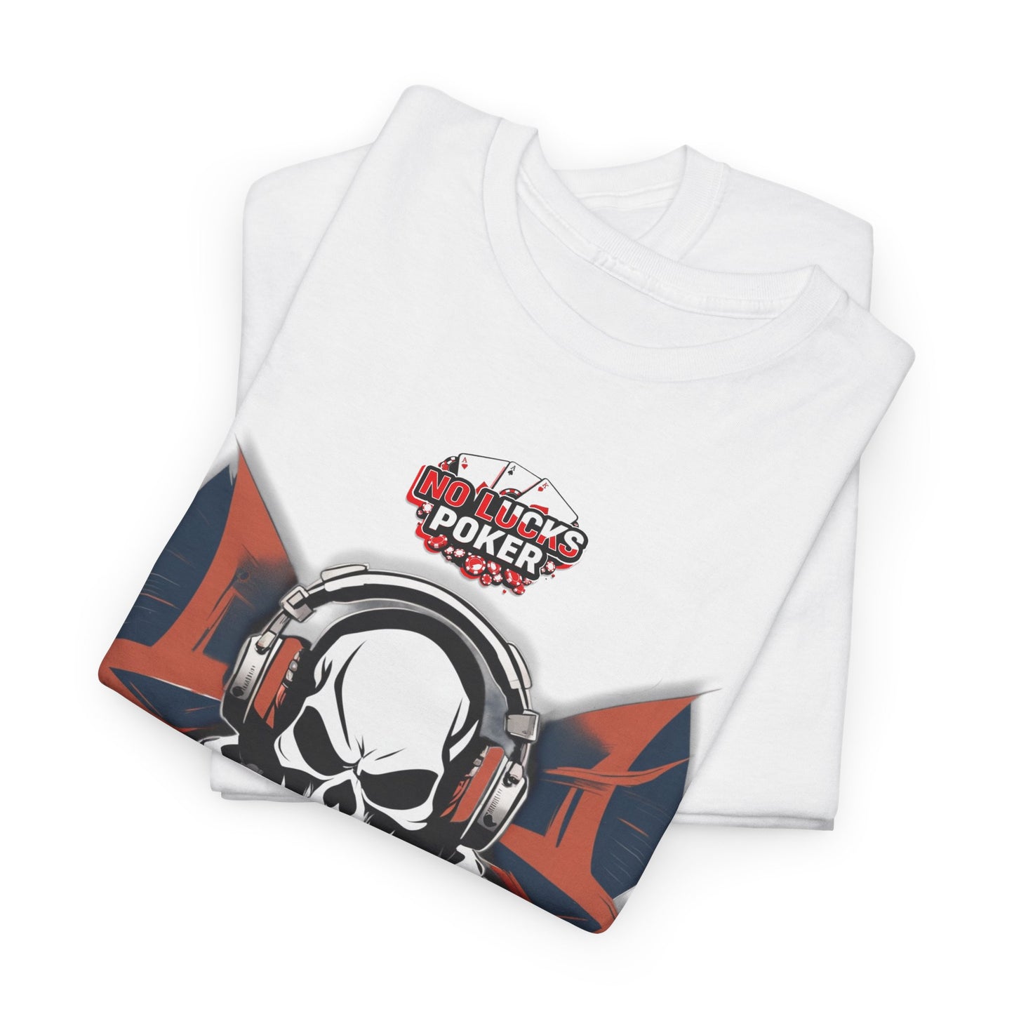 No Lucks Given – Hero/Villain Poker Skull Tee (Headphones Edition)