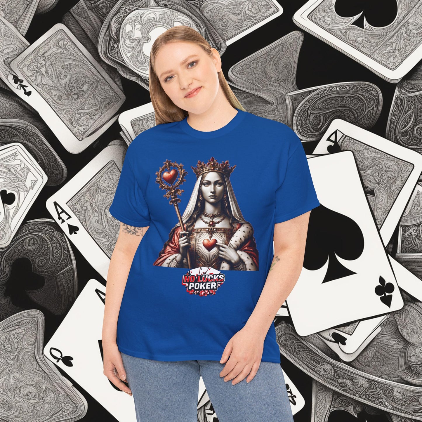 Queen of Hearts Poker T-Shirt | Unisex Heavy Cotton Tee