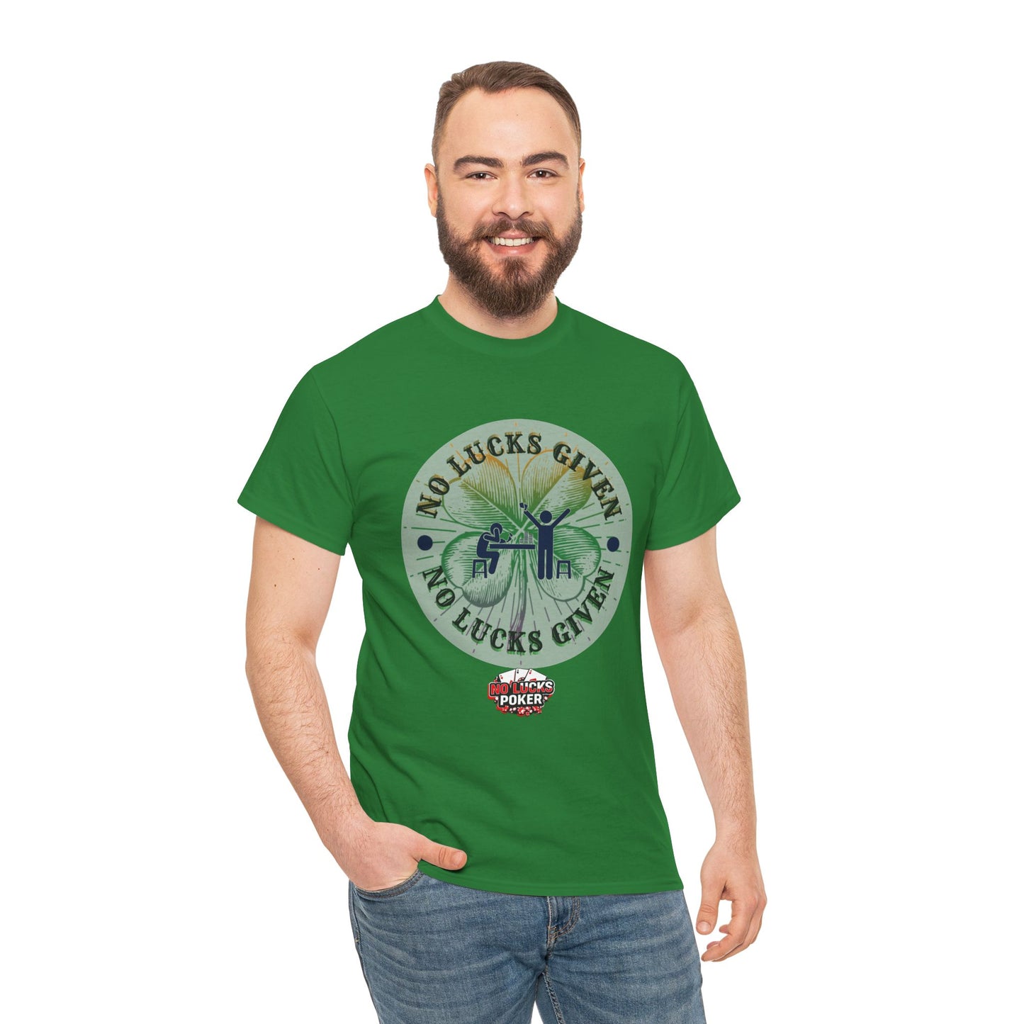 No Lucks Given – Large Clover Poker T-Shirt | Skill Over Luck