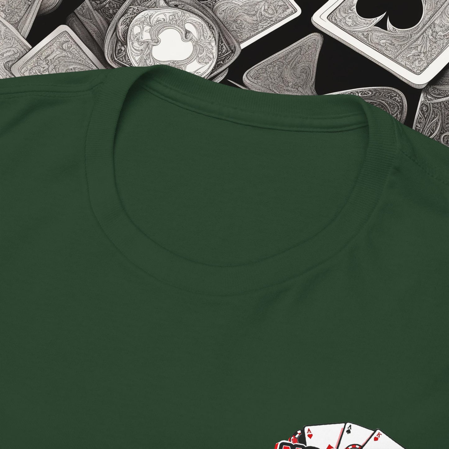 Poker Player with Skull at Poker Table 0 Lucks Given Unisex heavy cotton tee Poker Apparel