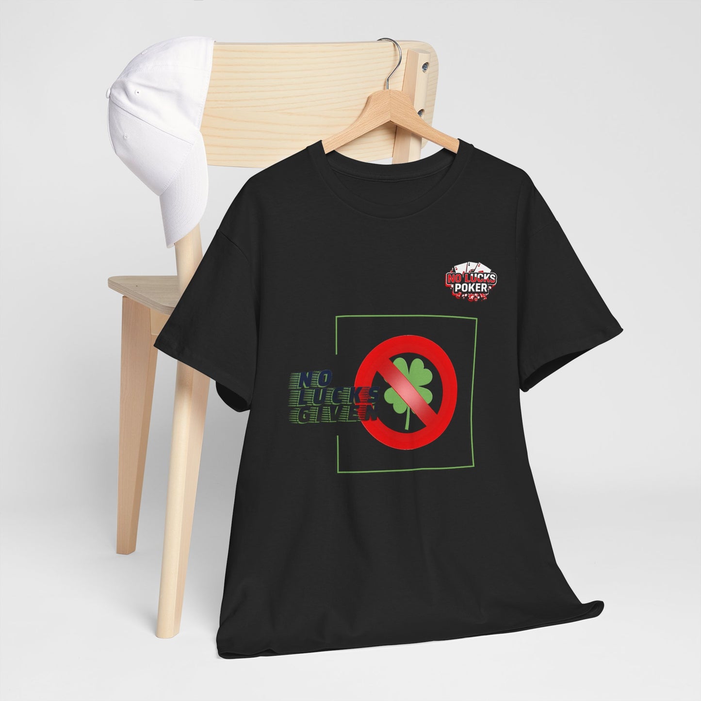 No Lucks Given Large Clover Poker T-Shirt Good Luck All-in