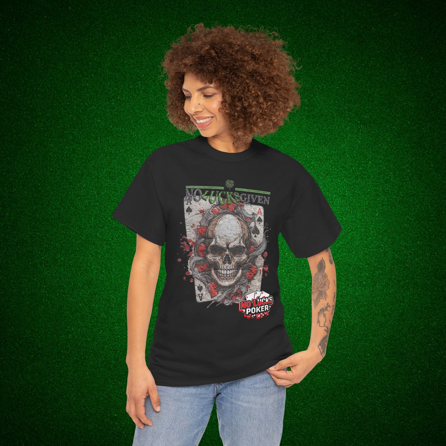 No Lucks Given Skull Breaking thru Ace of Spades T-Shirt Must have Good Luck All-in