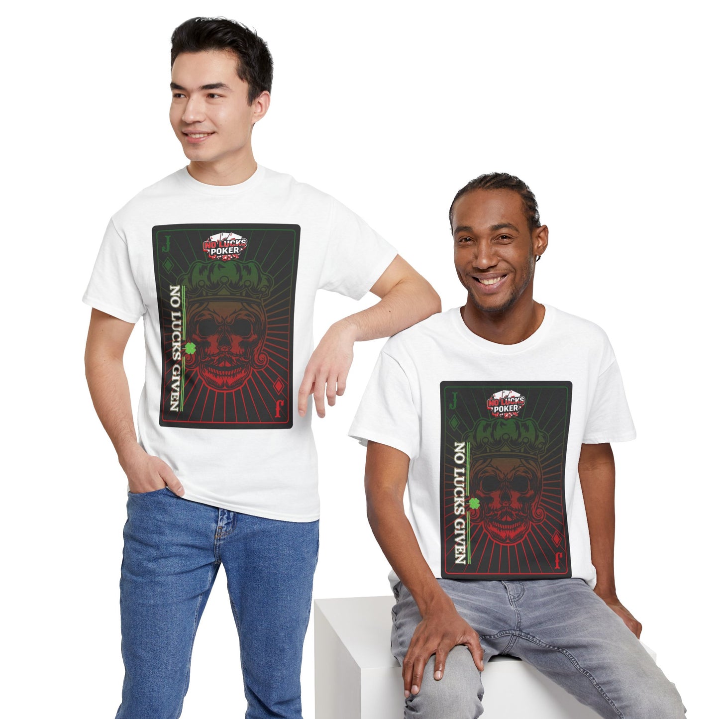 No Lucks Given – Jack Skull Crown Poker Tee (Green & Red Edition)