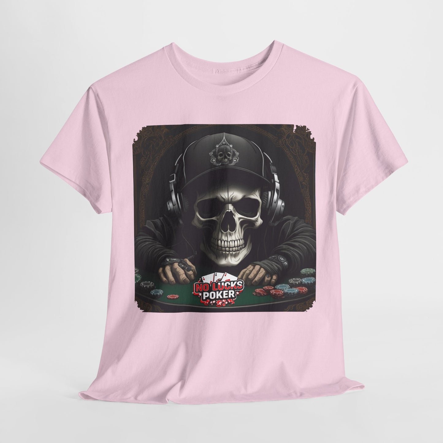 No Lucks Given – Hoodie Skull & Headphones Poker Tee