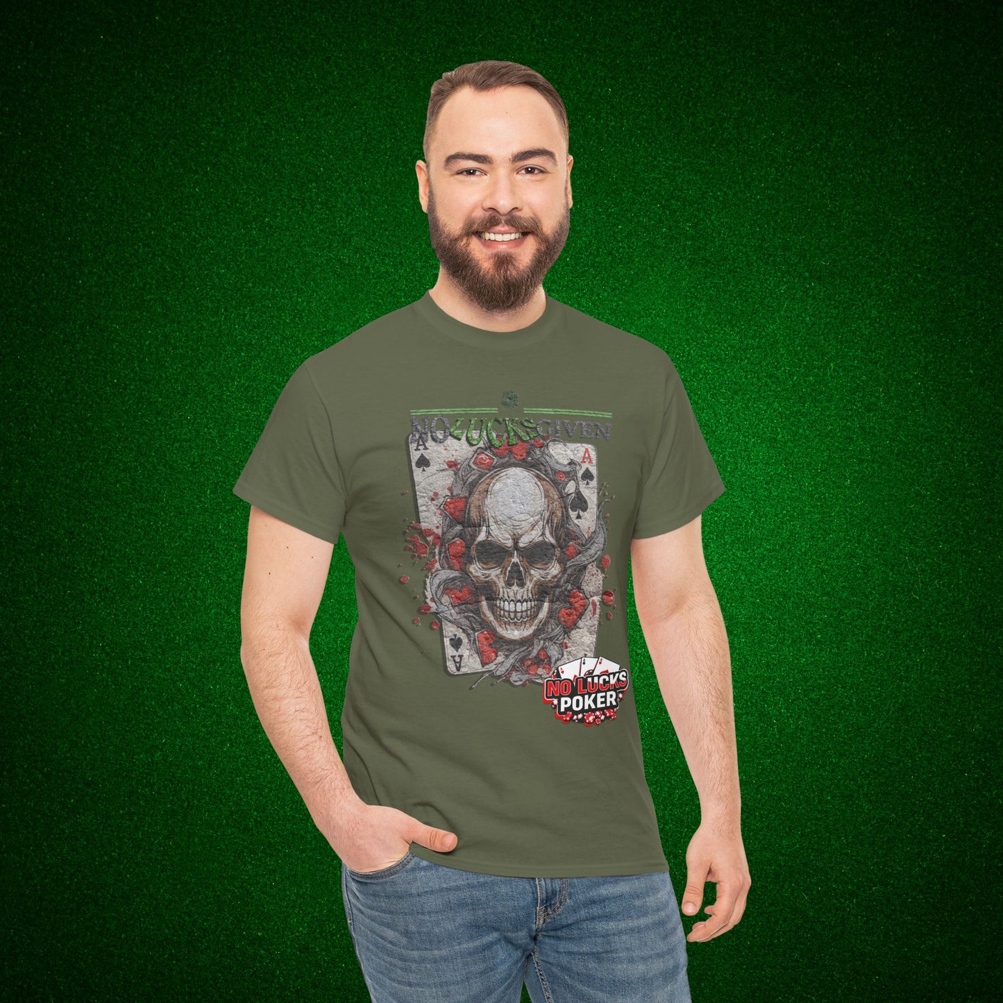 No Lucks Given Skull Breaking thru Ace of Spades T-Shirt Must have Good Luck All-in