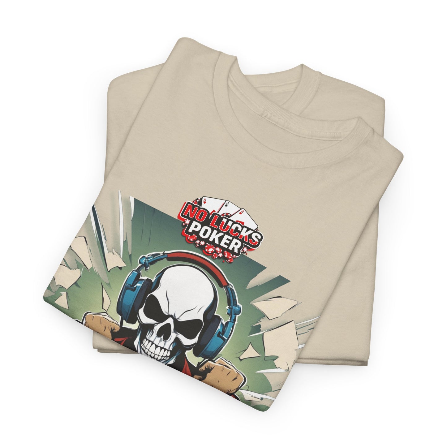 No Lucks Given – Poker Skull w/ Headphones Tee (Hero/Villain Edition)