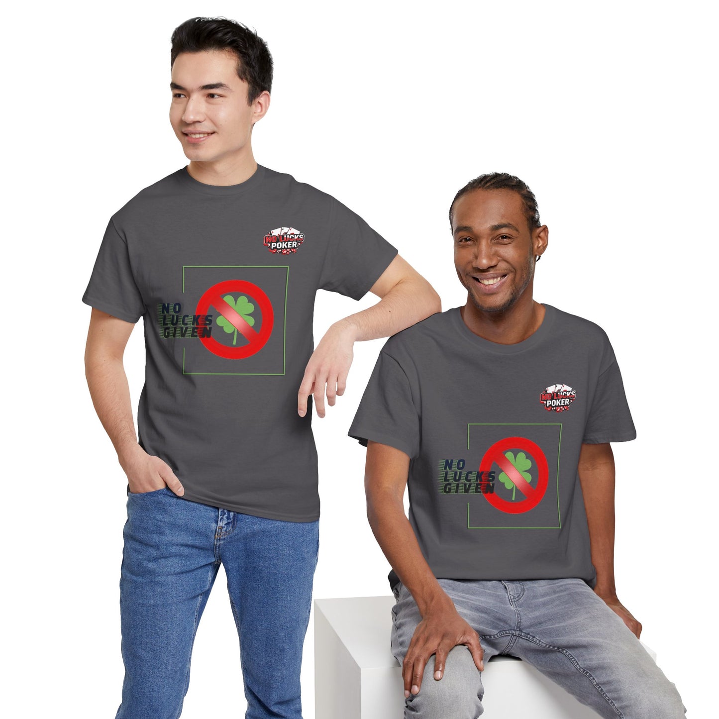 No Lucks Given Large Clover Poker T-Shirt Good Luck All-in