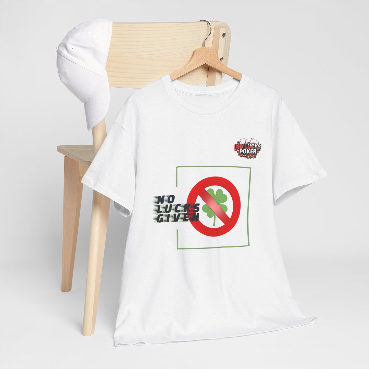 No Lucks Given Large Clover Poker T-Shirt Good Luck All-in