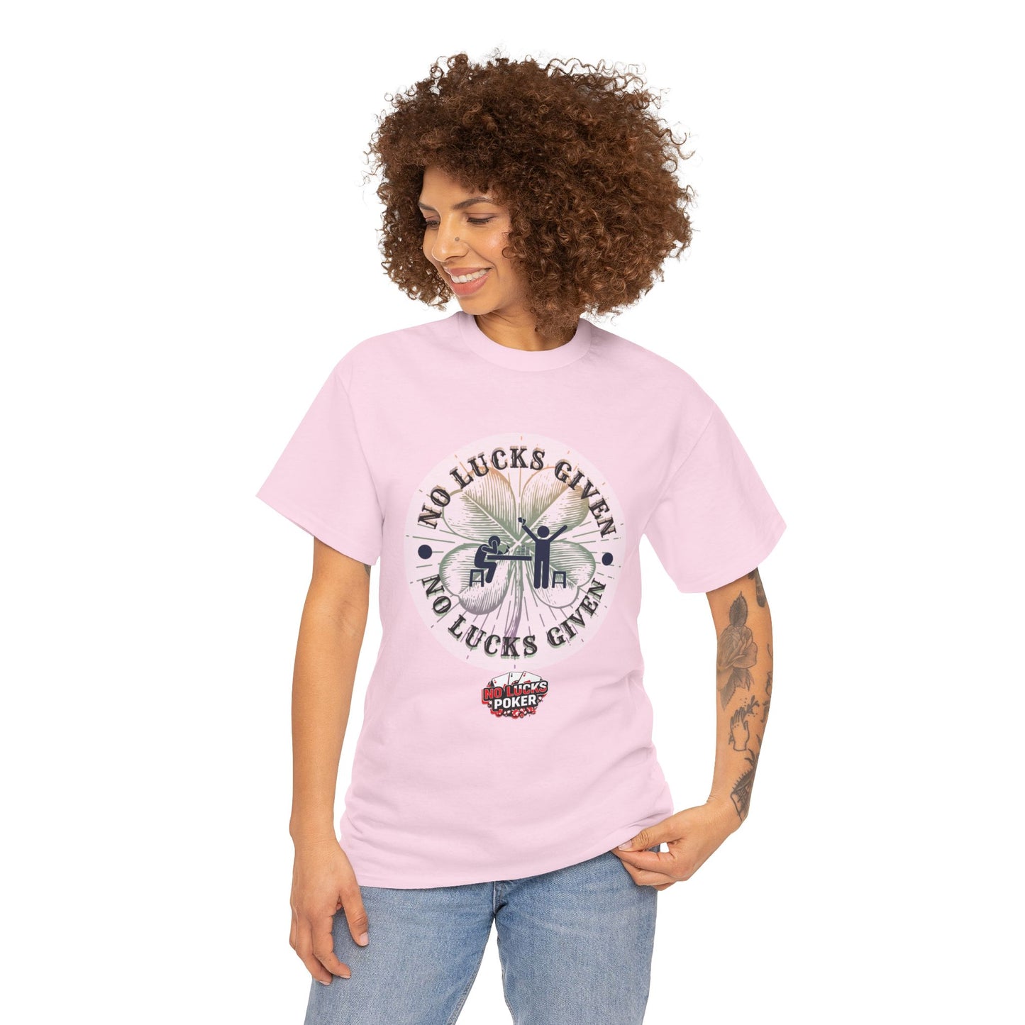 No Lucks Given – Large Clover Poker T-Shirt | Skill Over Luck