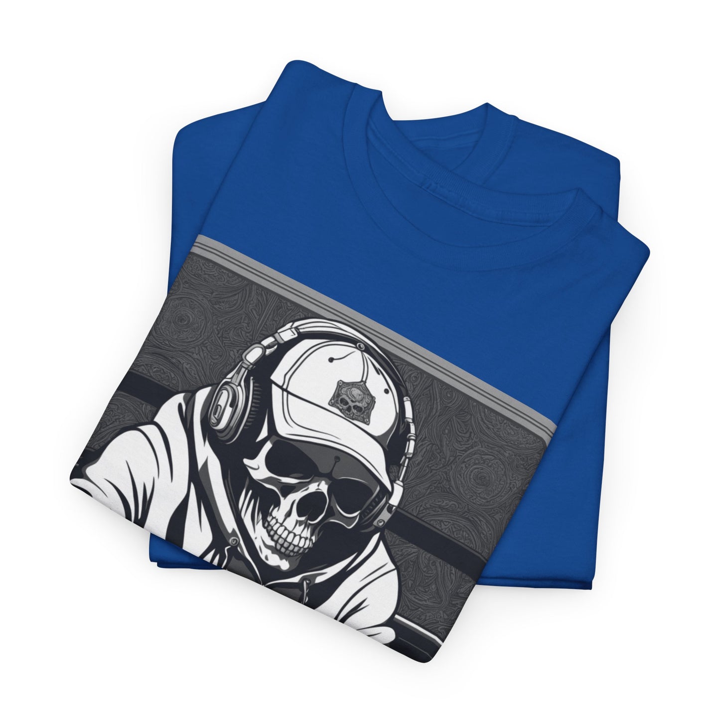 Poker Skull in hoodie and headphones unisex heavy cotton T-shirt No Lucks Given