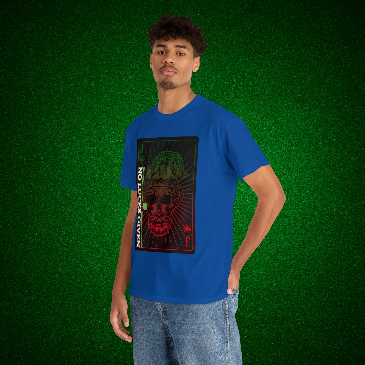 No Lucks Given Angry Jack of Hearts Green Red Poker T-Shirt Must have Good Luck All-in
