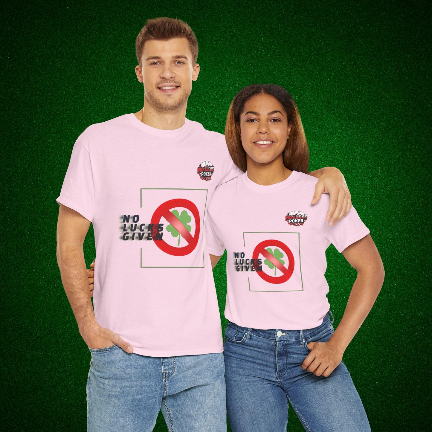 No Lucks Given Large Clover Poker T-Shirt Good Luck All-in