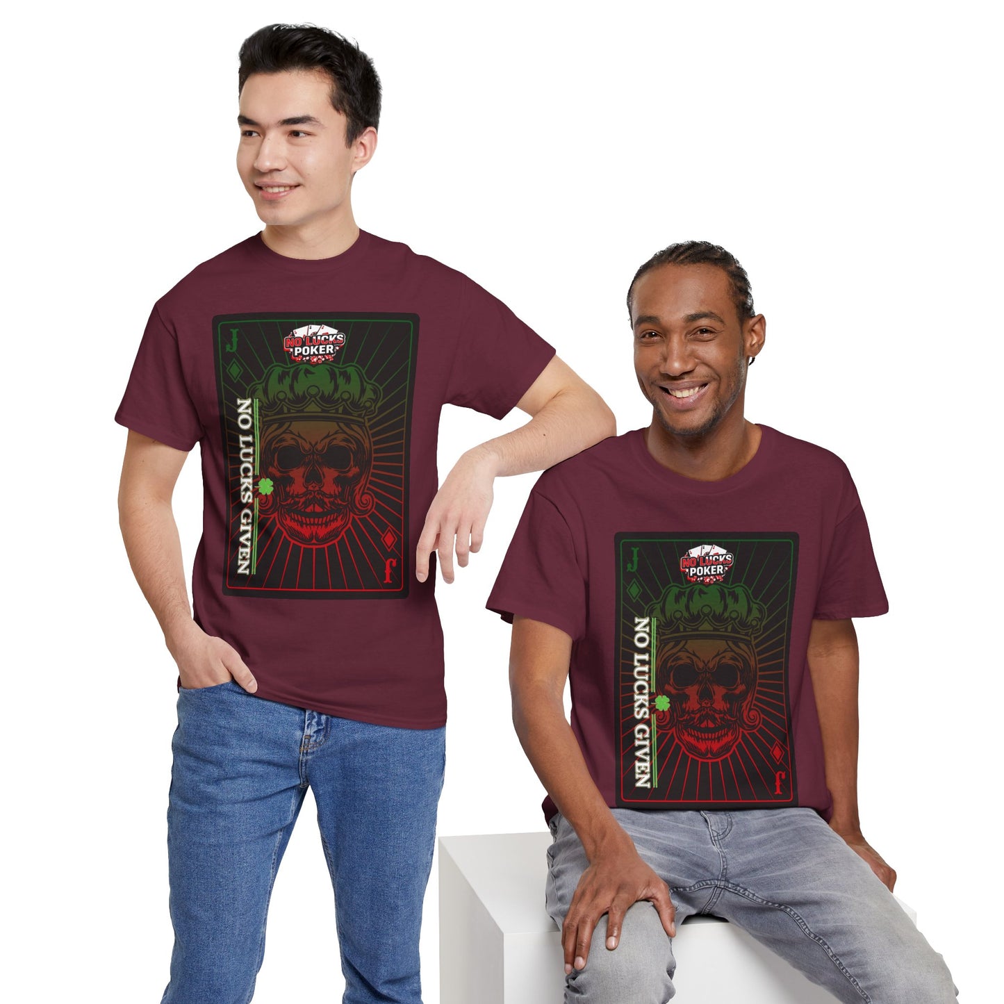 No Lucks Given – Jack Skull Crown Poker Tee (Green & Red Edition)