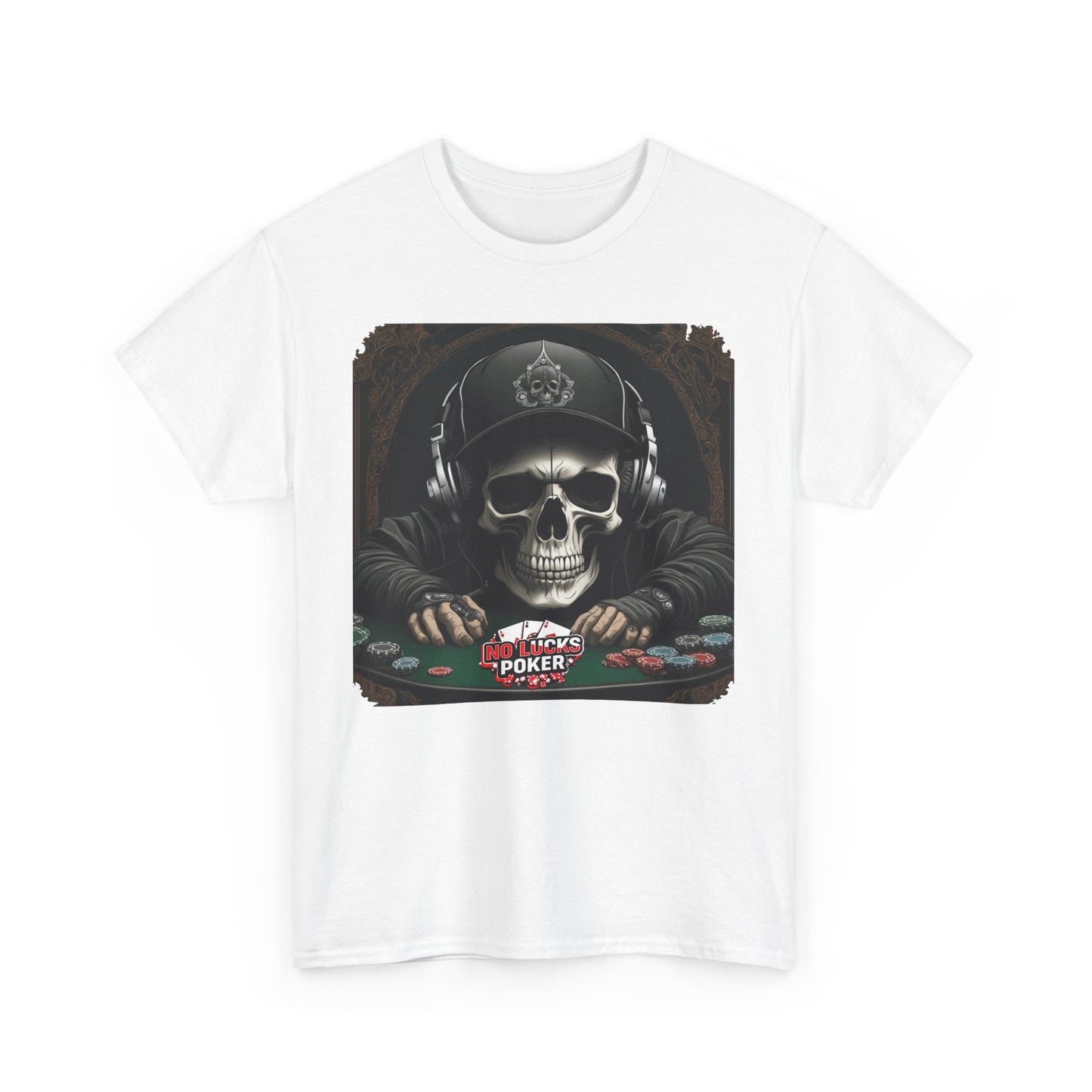 No Lucks Given – Hoodie Skull & Headphones Poker Tee