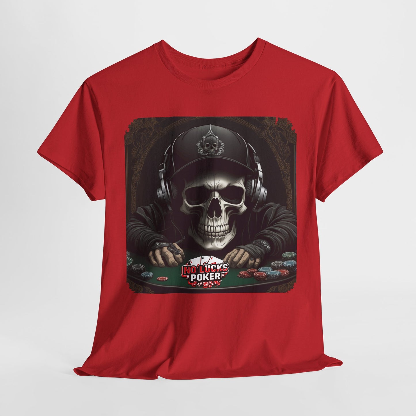 No Lucks Given – Hoodie Skull & Headphones Poker Tee