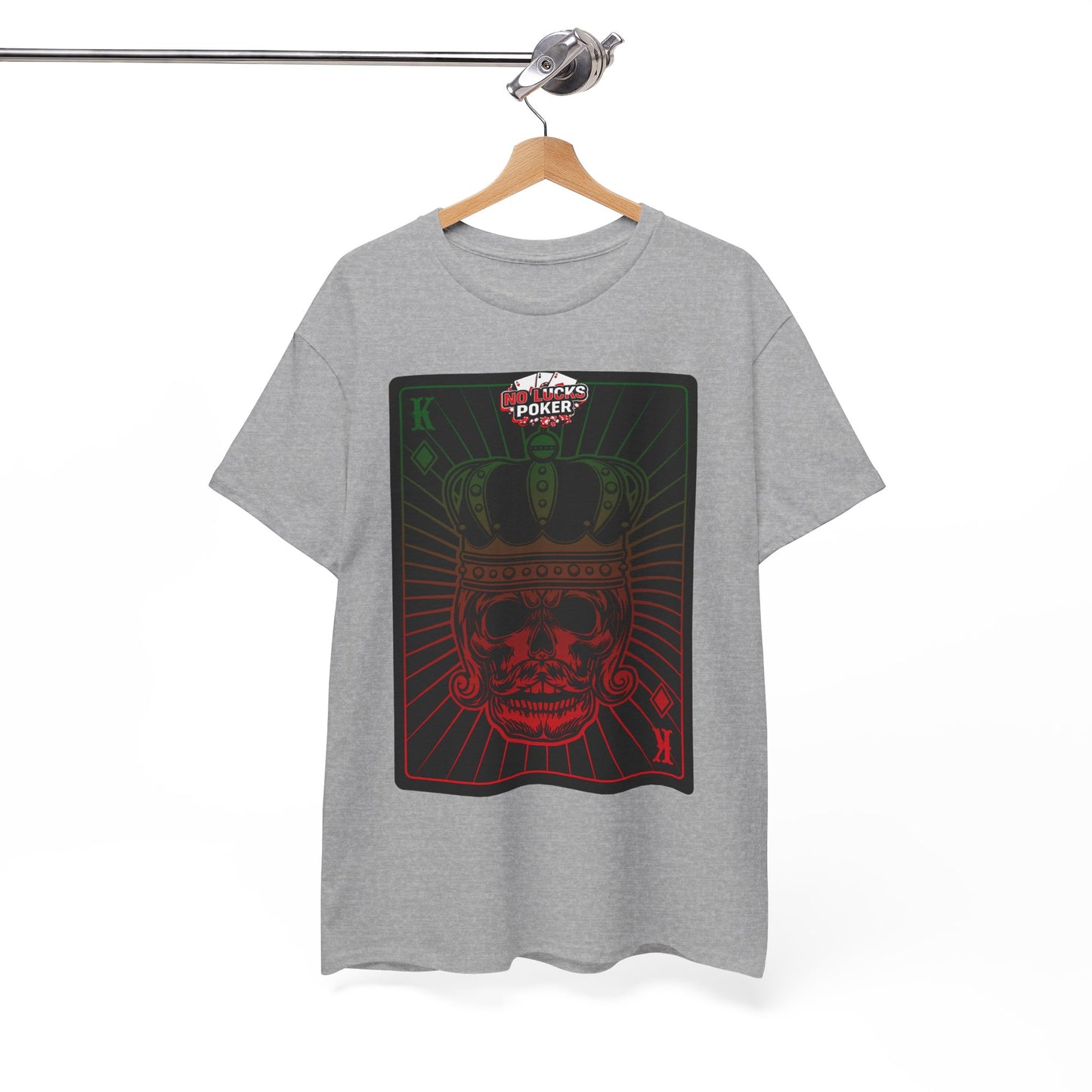 No Lucks Given Royal Skull King of Diamonds Red and Green Poker T-Shirt Must have Good Luck All-in