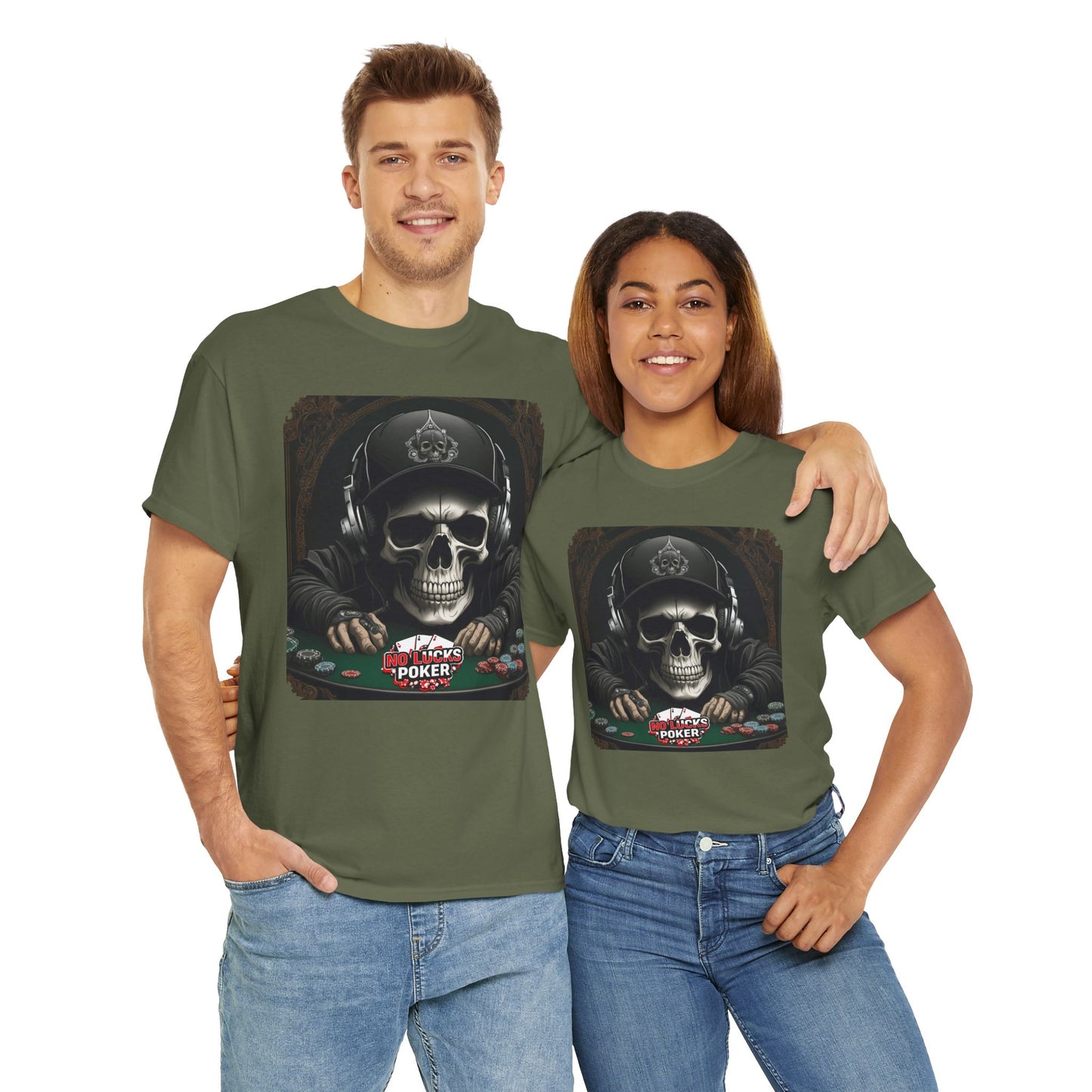 No Lucks Given – Hoodie Skull & Headphones Poker Tee