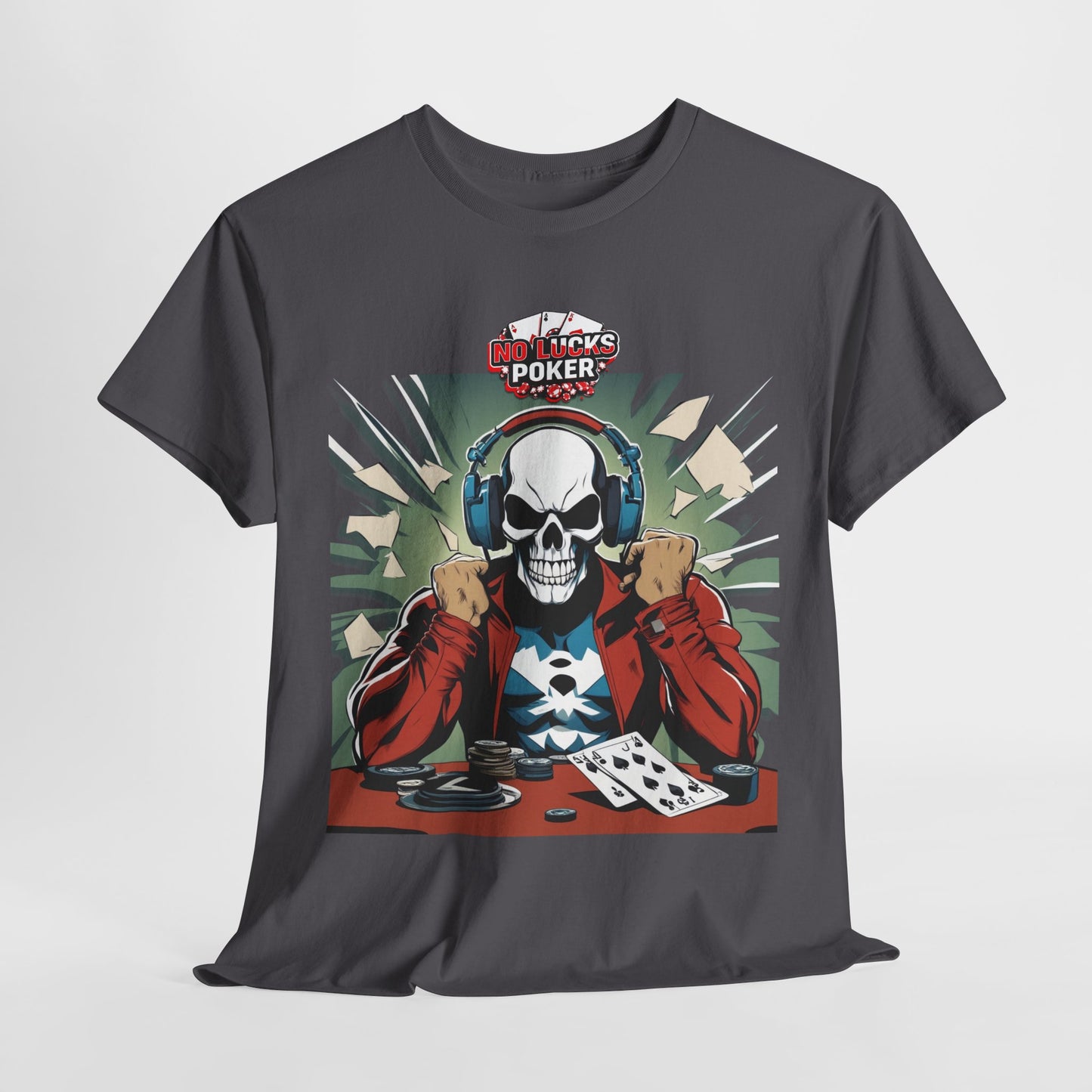 No Lucks Given – Poker Skull w/ Headphones Tee (Hero/Villain Edition)