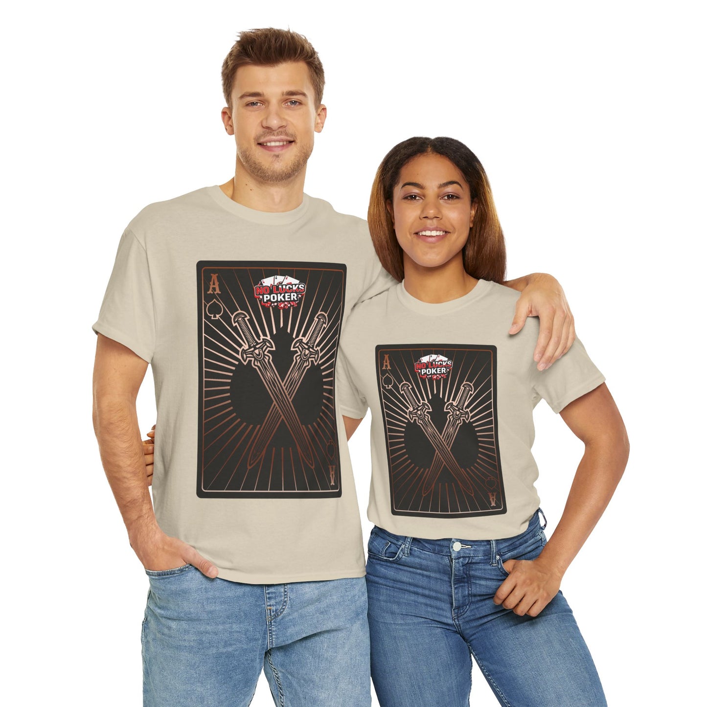 No Lucks Given – Ace of Spades & Crossed Swords Poker T-Shirt (Copper Edition)