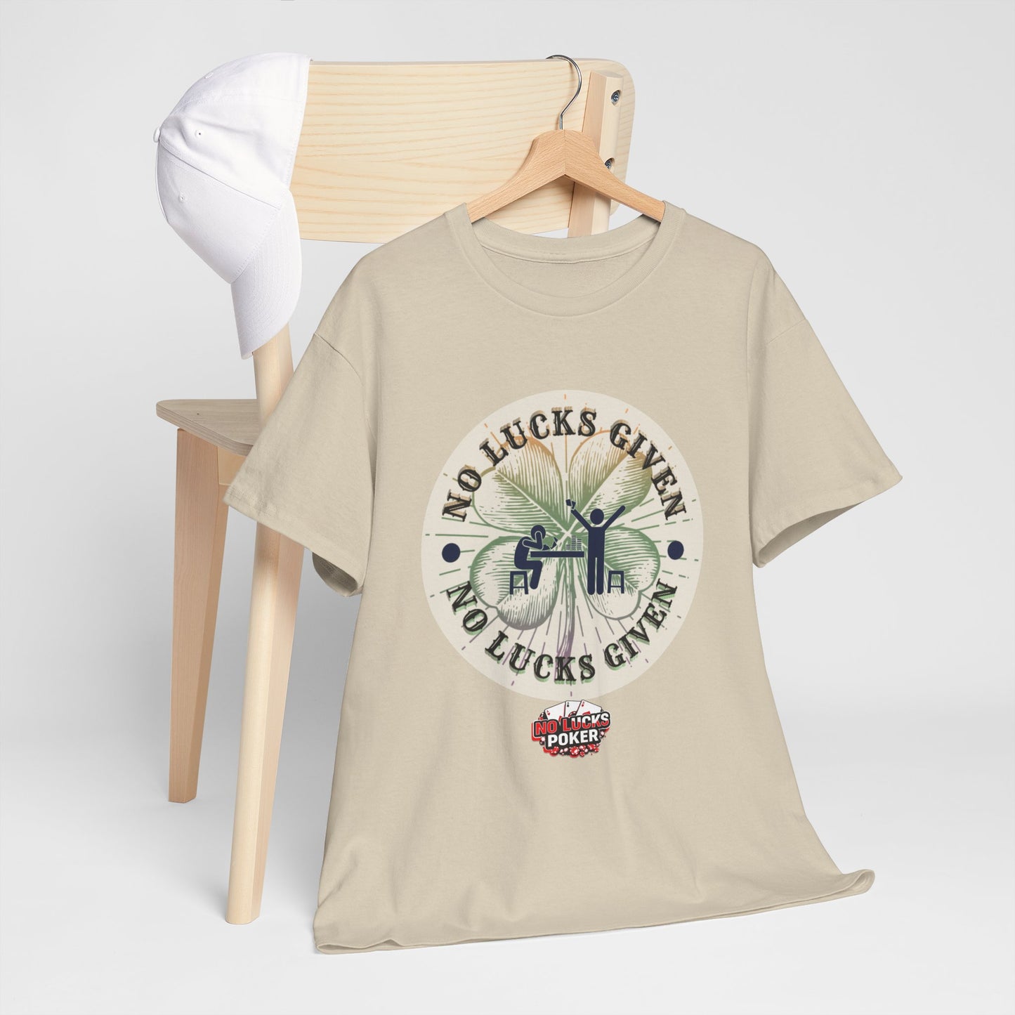 No Lucks Given – Large Clover Poker T-Shirt | Skill Over Luck