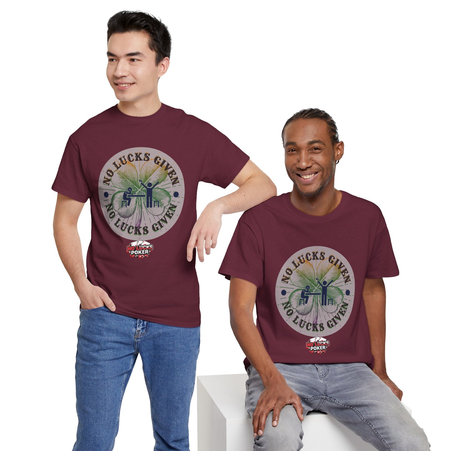 No Lucks Given – Large Clover Poker T-Shirt | Skill Over Luck