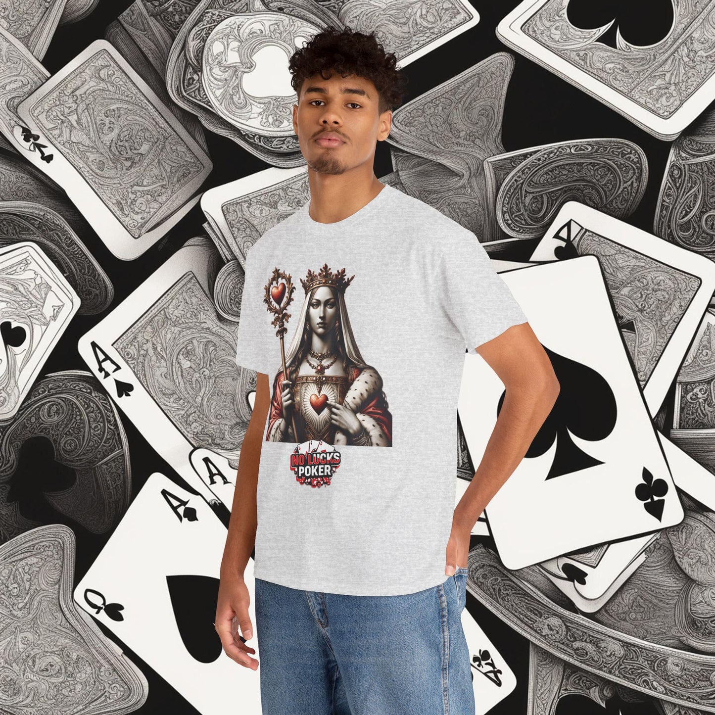 Queen of Hearts Poker T-Shirt | Unisex Heavy Cotton Tee