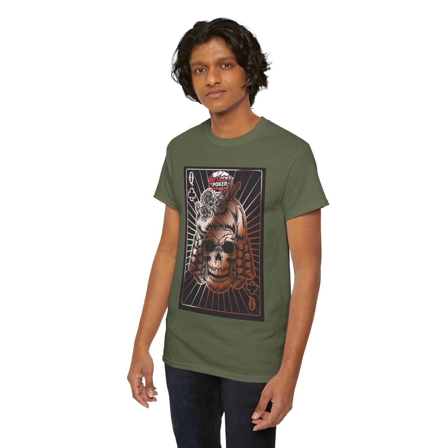 No Lucks Given Angry Queen of Clubs Copper Poker T-Shirt Must have Good Luck All-in
