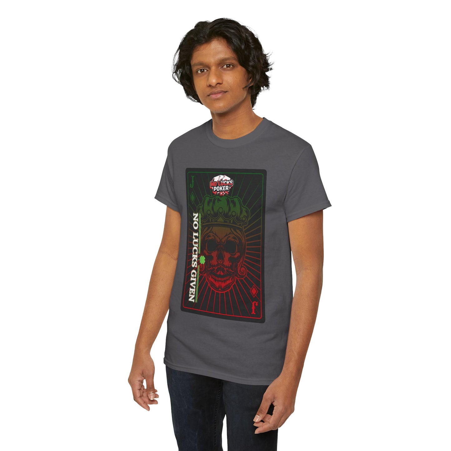 No Lucks Given – Jack Skull Crown Poker Tee (Green & Red Edition)