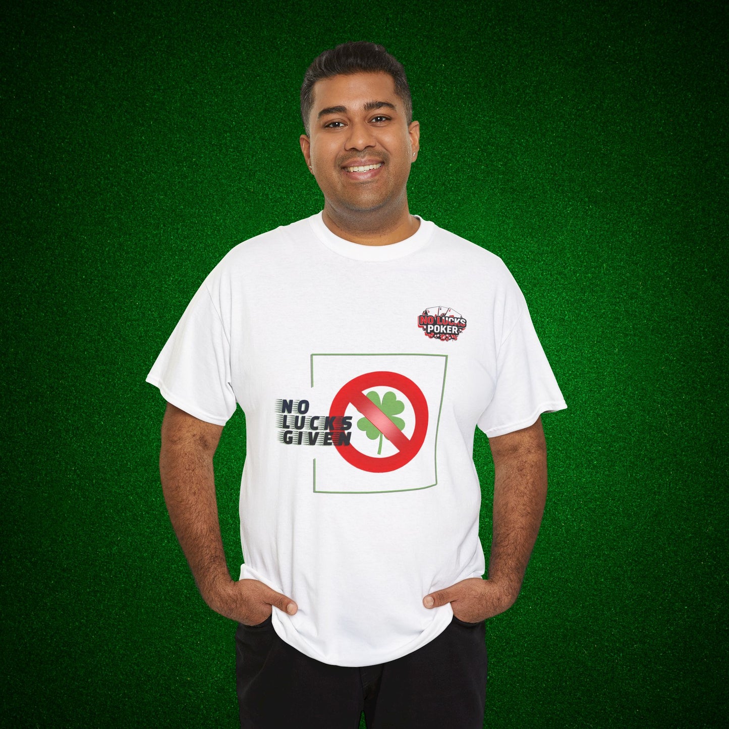 No Lucks Given Large Clover Poker T-Shirt Good Luck All-in