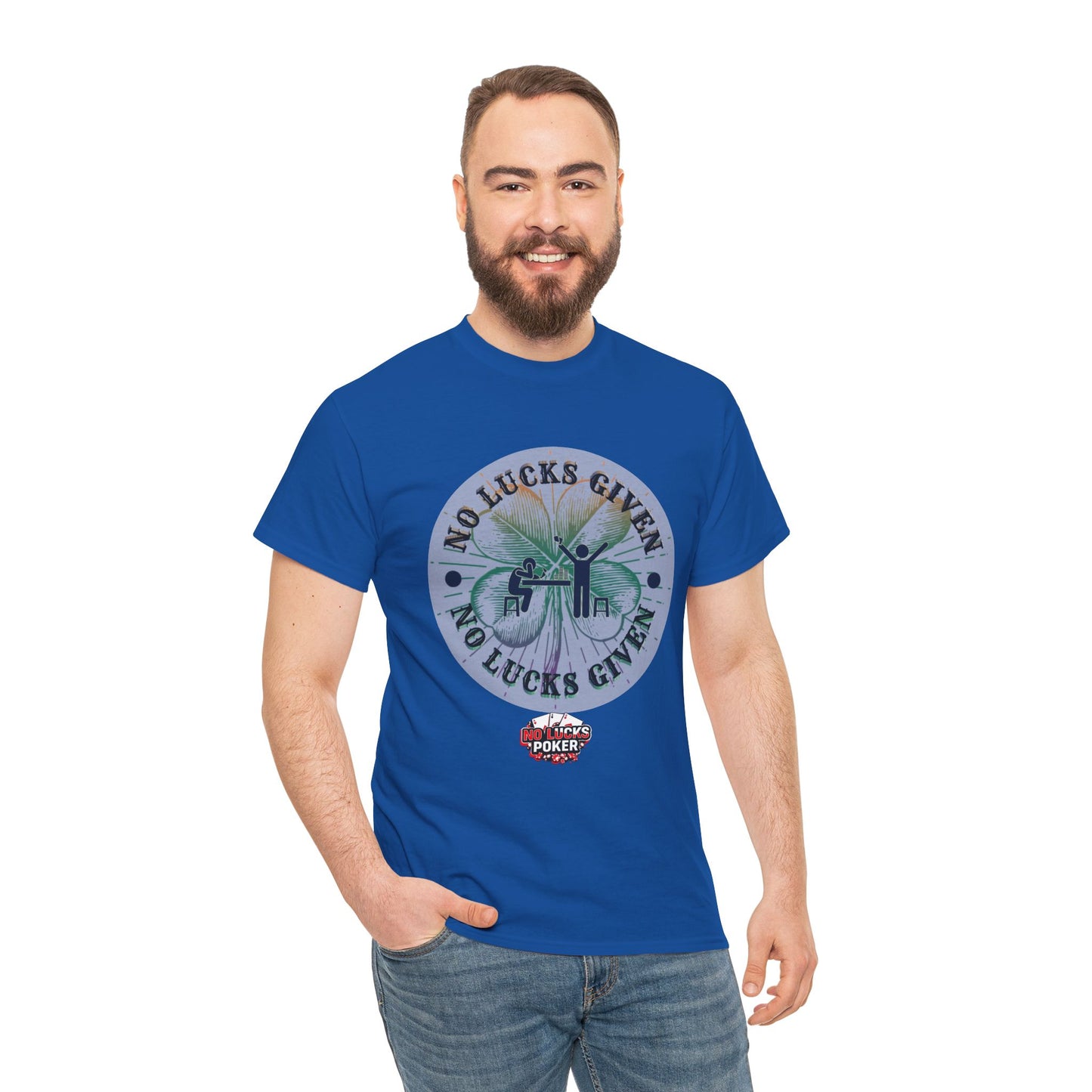 No Lucks Given – Large Clover Poker T-Shirt | Skill Over Luck