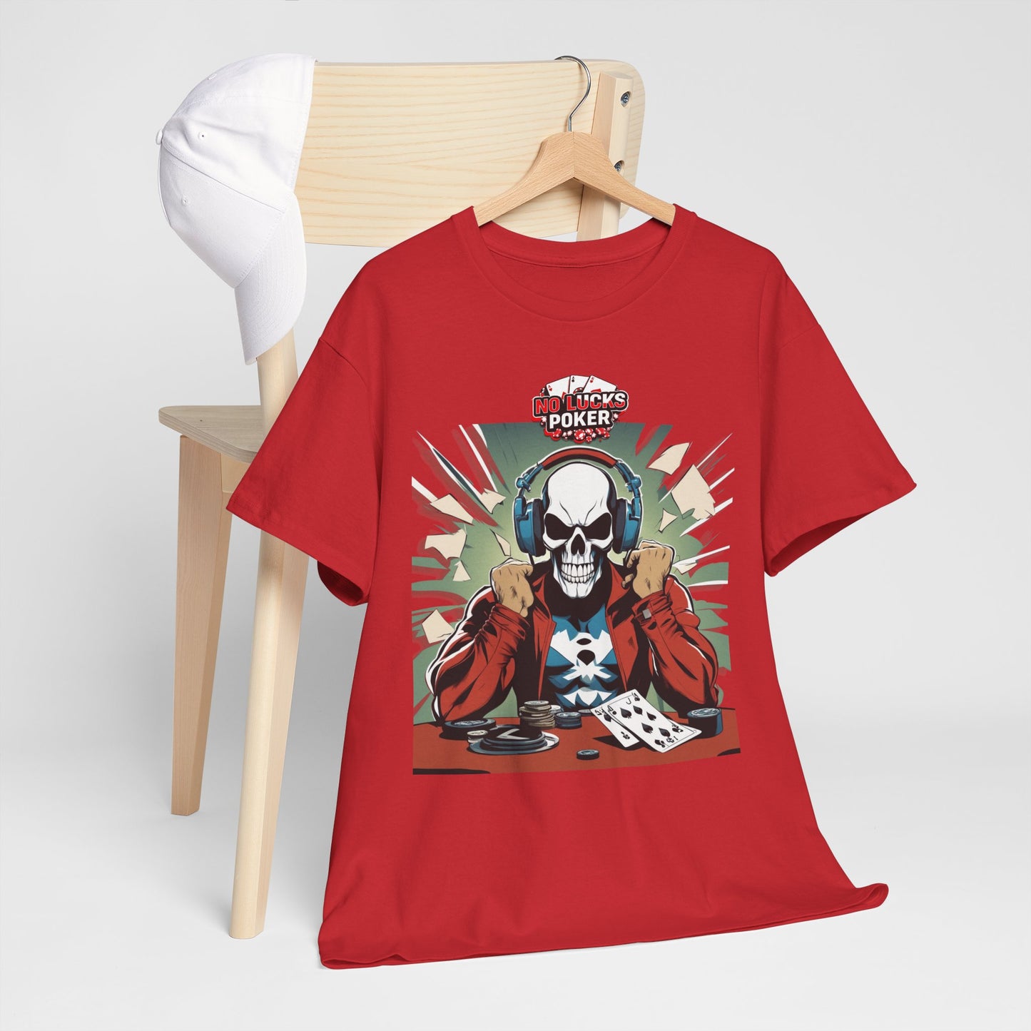 No Lucks Given – Poker Skull w/ Headphones Tee (Hero/Villain Edition)