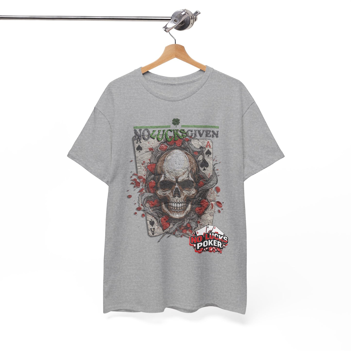 No Lucks Given Skull Breaking thru Ace of Spades T-Shirt Must have Good Luck All-in