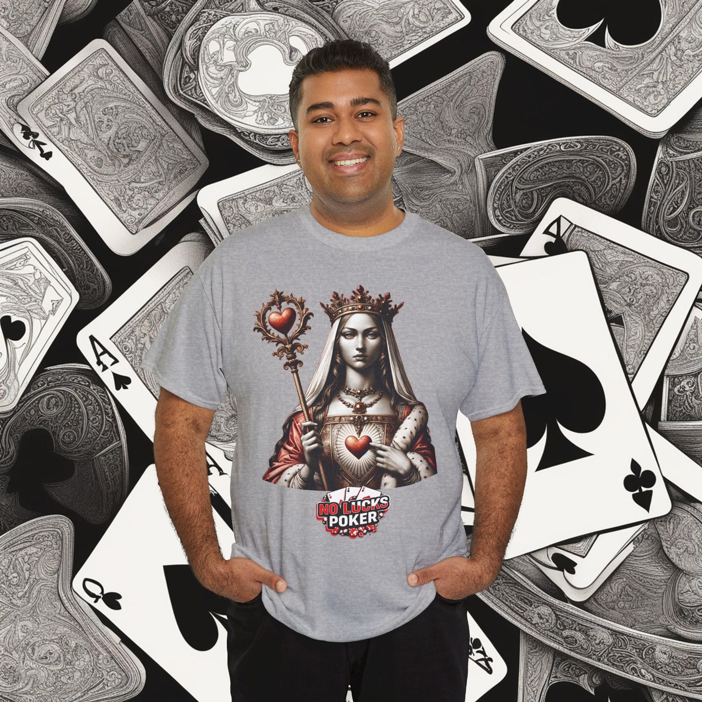 Queen of Hearts Poker T-Shirt | Unisex Heavy Cotton Tee