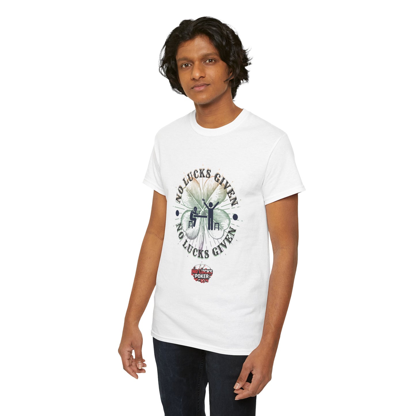No Lucks Given – Large Clover Poker T-Shirt | Skill Over Luck