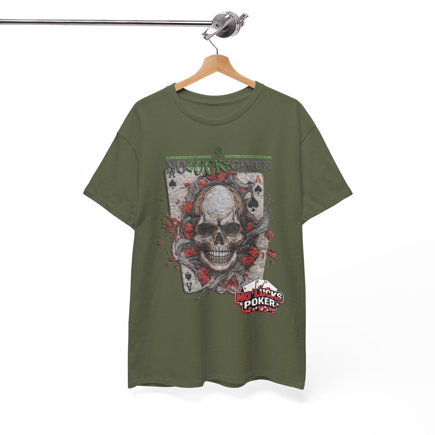 No Lucks Given Skull Breaking thru Ace of Spades T-Shirt Must have Good Luck All-in