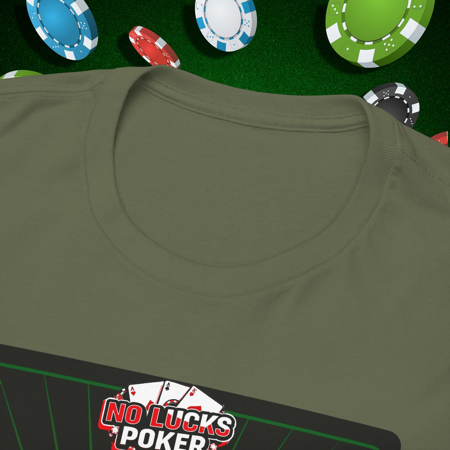 No Lucks Given Royal Skull King of Diamonds Red and Green Poker T-Shirt Must have Good Luck All-in