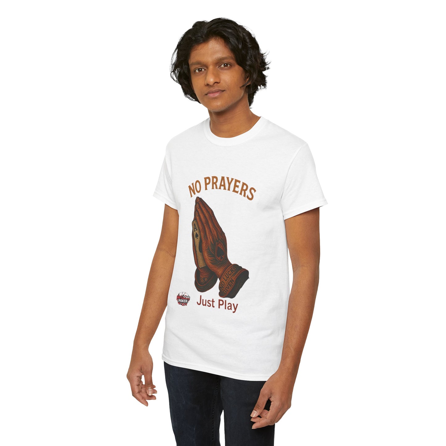 No Prayers Just Play Poker T-Shirt | Zero Lucks – Skill Over Superstition
