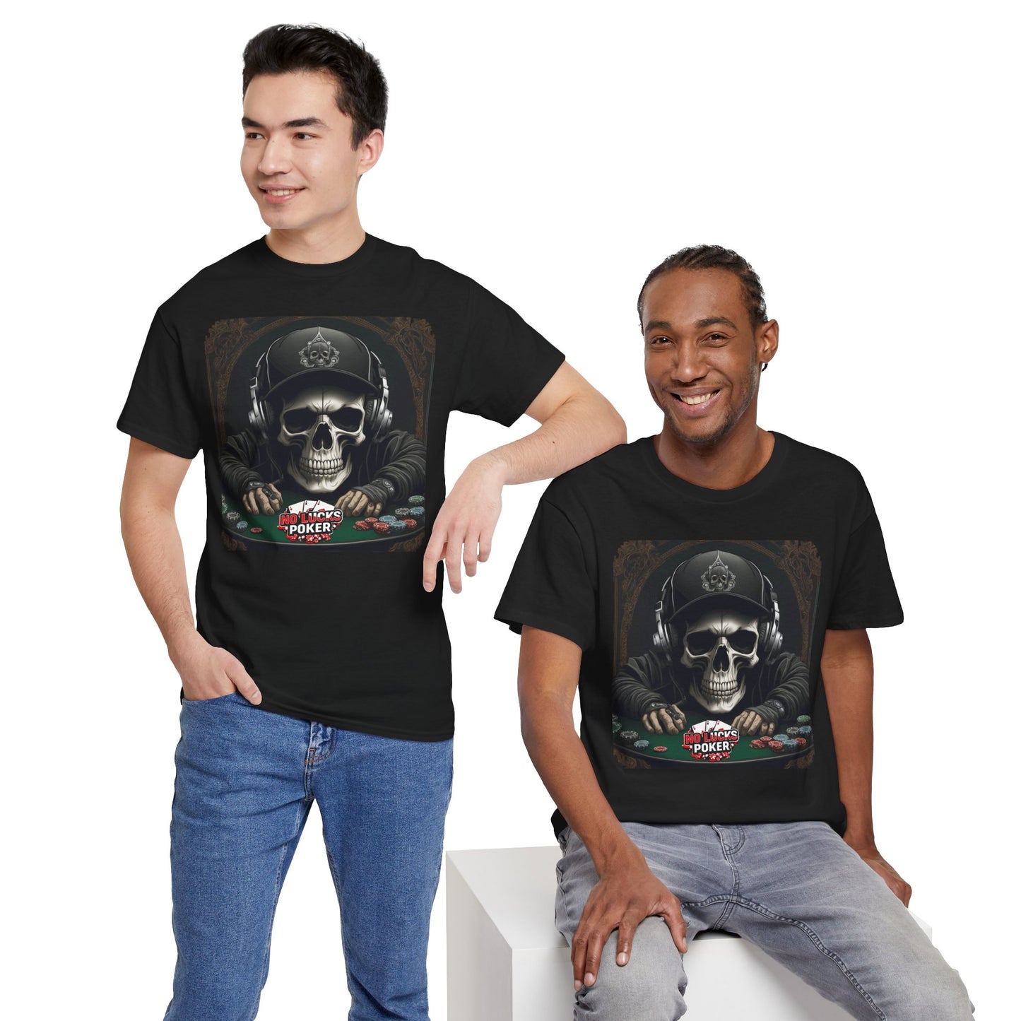No Lucks Given – Hoodie Skull & Headphones Poker Tee