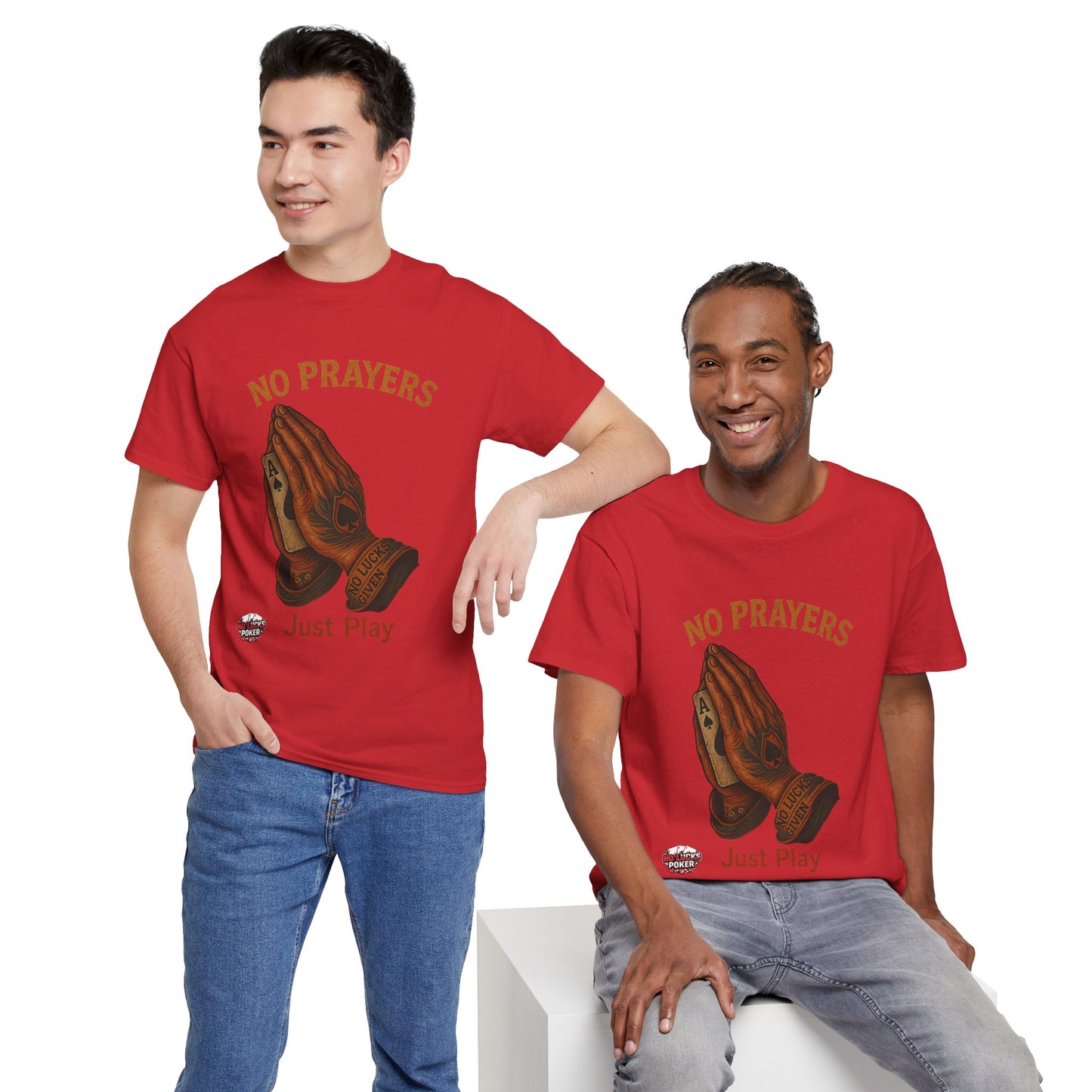 No Prayers Just Play Poker T-Shirt | Zero Lucks – Skill Over Superstition
