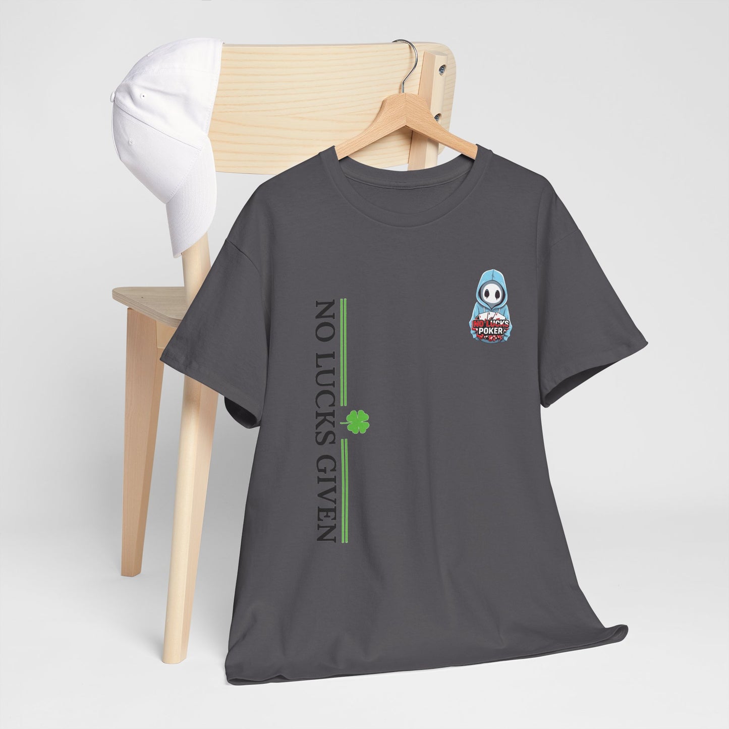 No Lucks Given – Ghost Logo Poker T-Shirt | Stealth Blackout Style