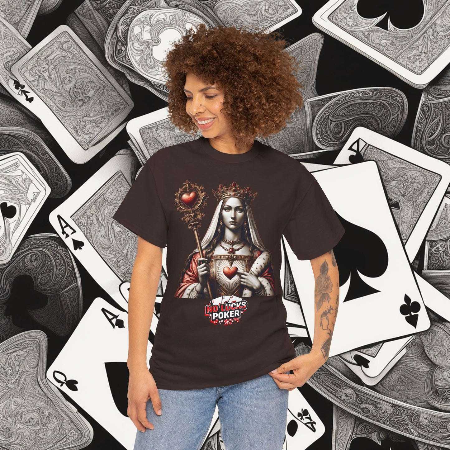 Queen of Hearts Poker T-Shirt | Unisex Heavy Cotton Tee