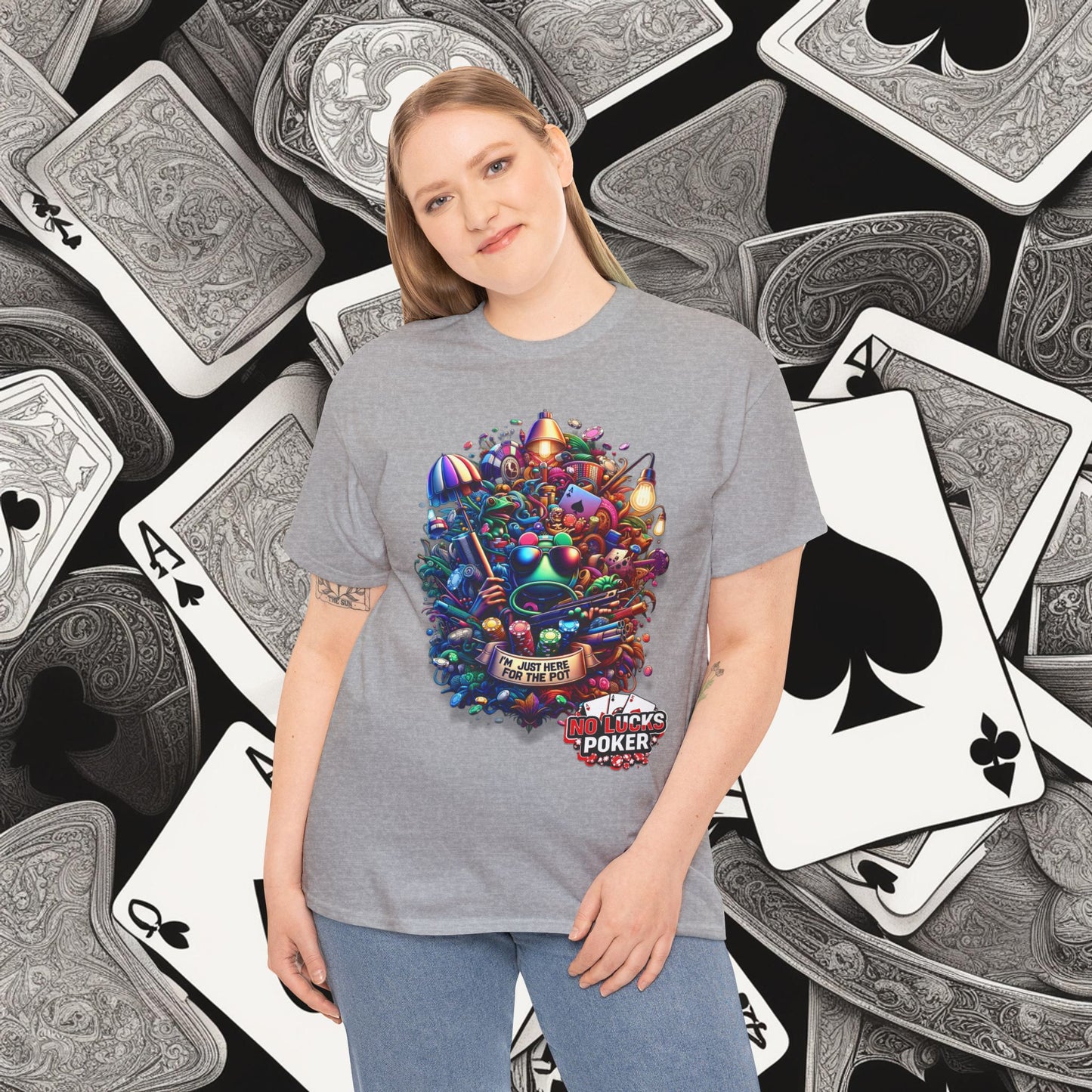 I'm Just here for the Pot unisex heavy cotton tee Poker Apparel