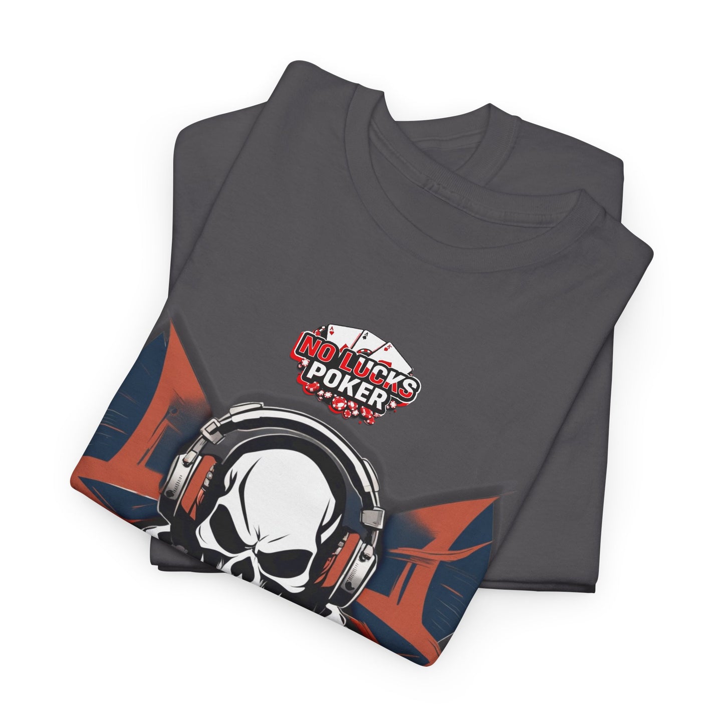 No Lucks Given – Hero/Villain Poker Skull Tee (Headphones Edition)