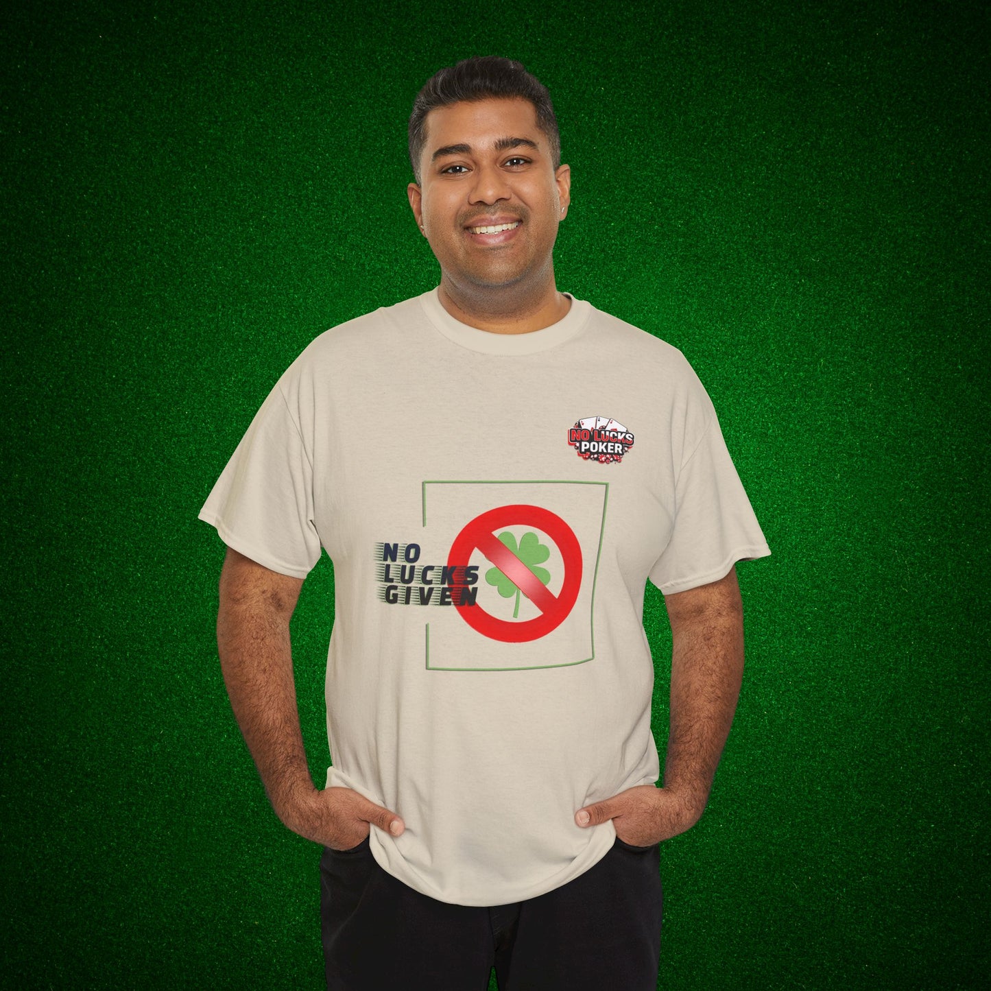 No Lucks Given Large Clover Poker T-Shirt Good Luck All-in