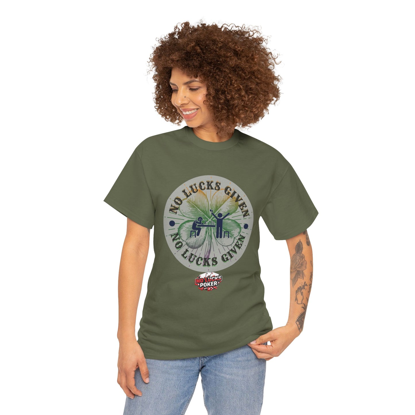 No Lucks Given – Large Clover Poker T-Shirt | Skill Over Luck