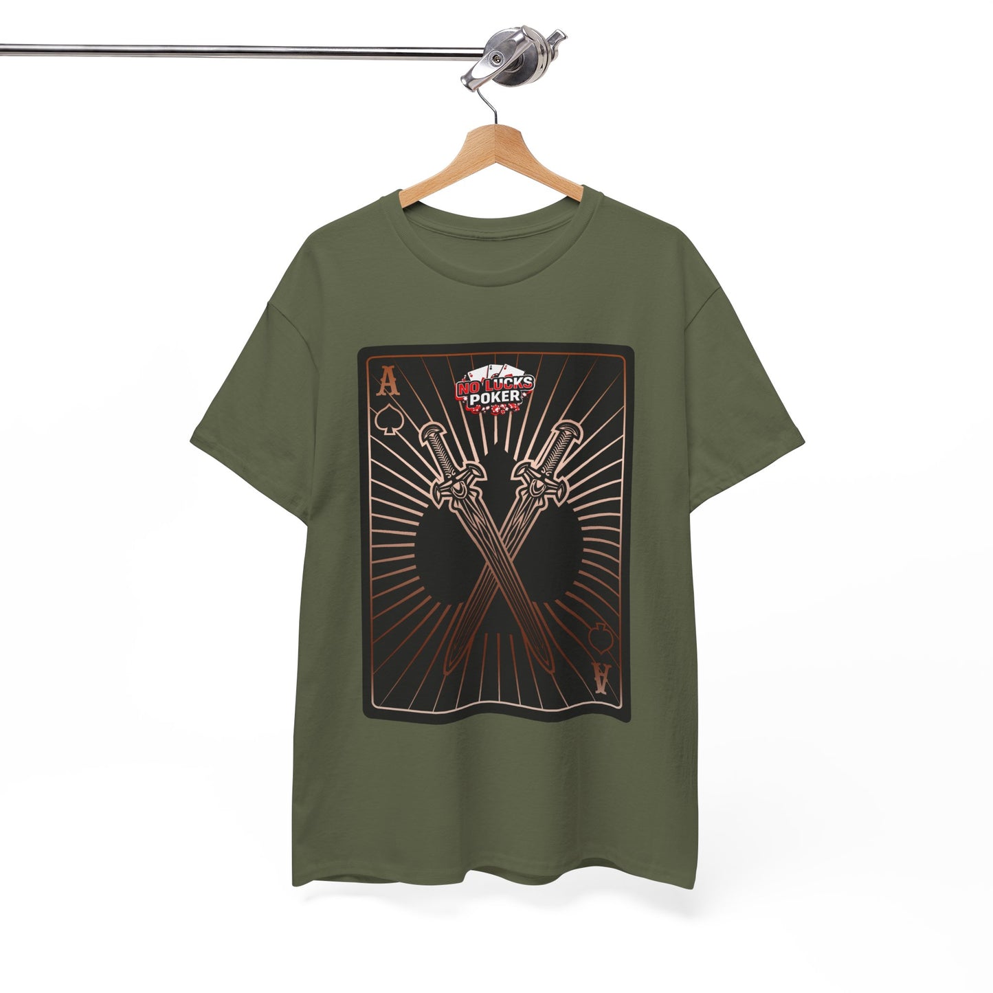 No Lucks Given – Ace of Spades & Crossed Swords Poker T-Shirt (Copper Edition)