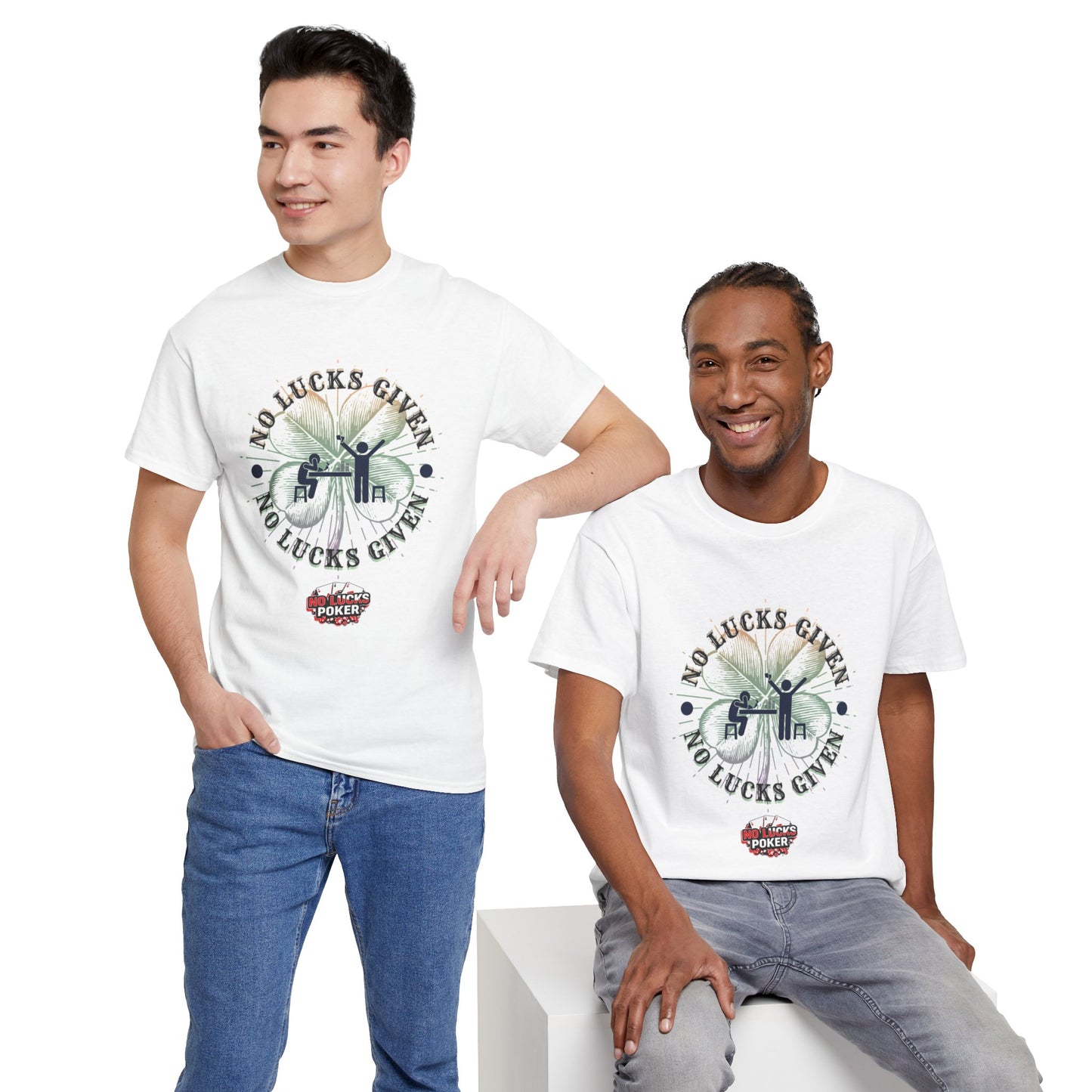 No Lucks Given – Large Clover Poker T-Shirt | Skill Over Luck